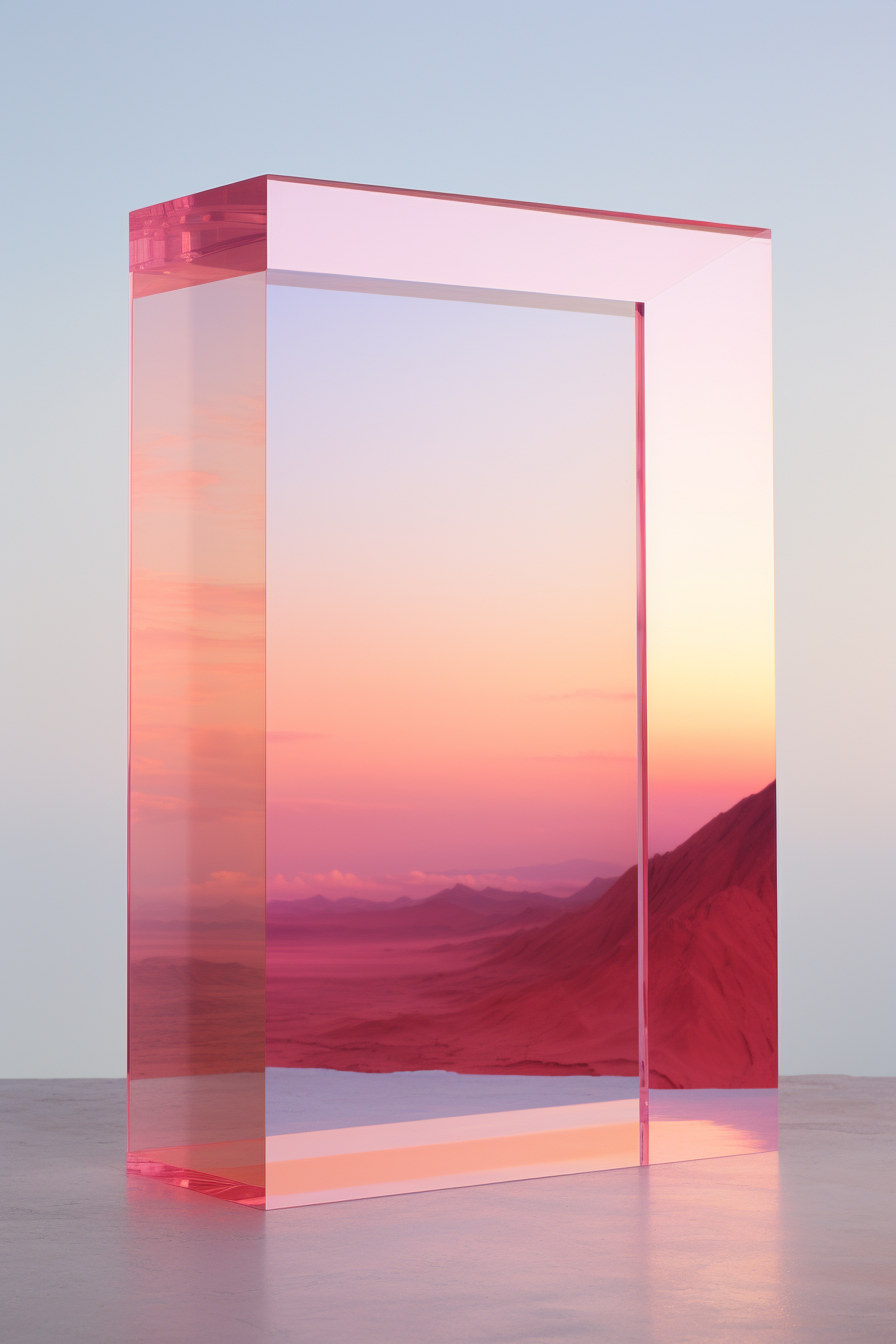 Pink & blue glass cube
